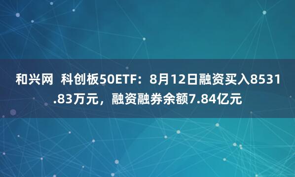 和兴网  科创板50ETF：8月12日融资买入8531.83万元，融资融券余额7.84亿元