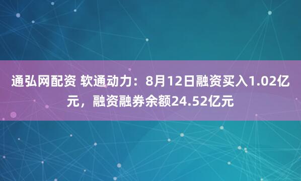 通弘网配资 软通动力：8月12日融资买入1.02亿元，融资融券余额24.52亿元